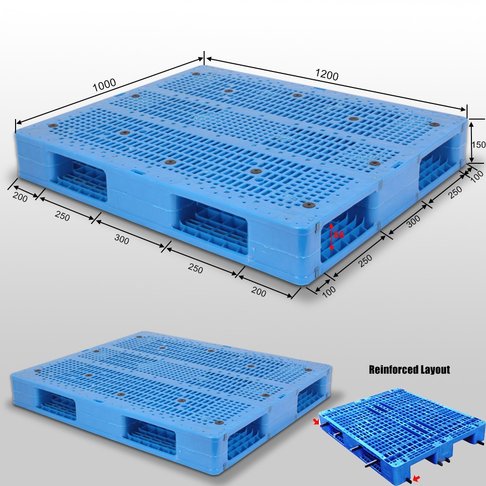Double faced stack able plastic pallets 1200*1000*150mm