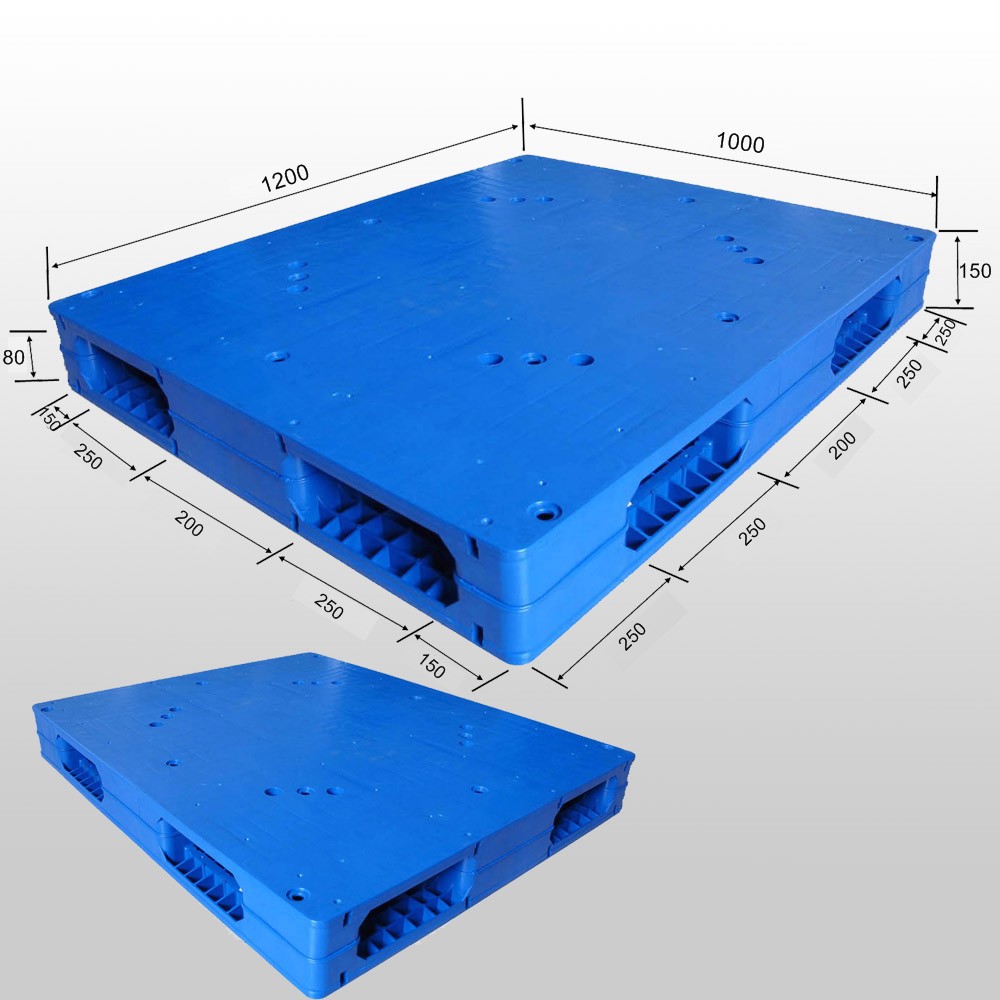 1200*1000 Double Faced Close Deck Stackable Blue Plastic Pallets