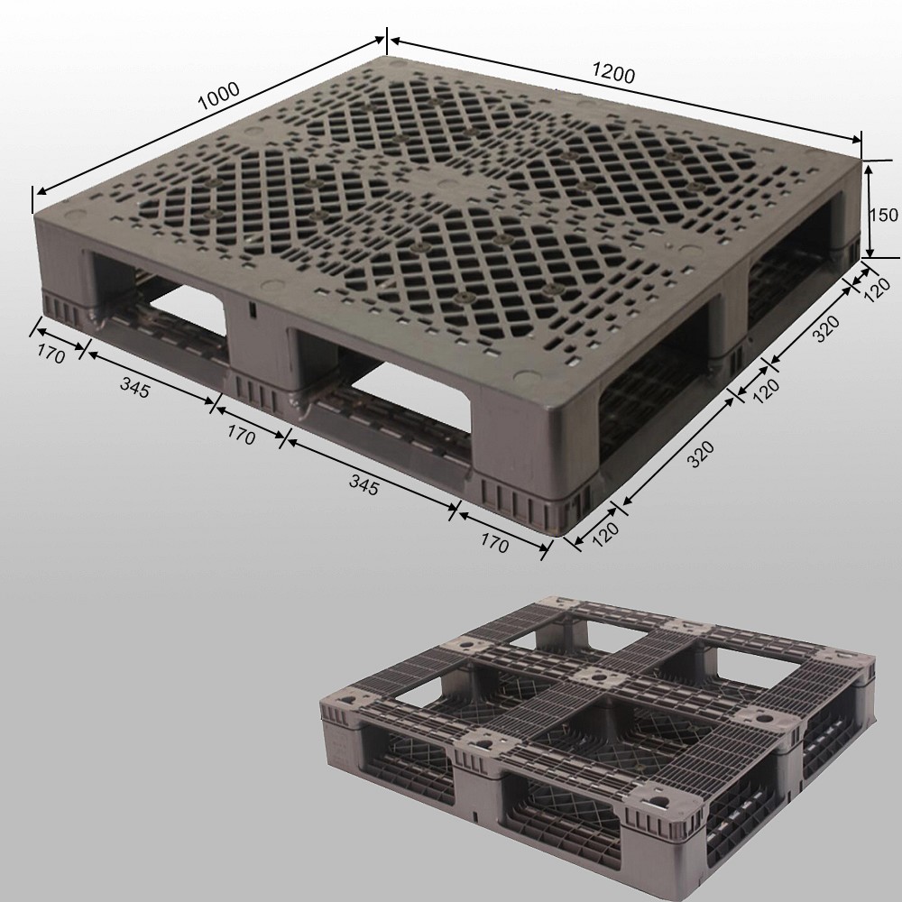 1200*1000*150 mm Stack-able plastic pallet with 6 runners bottom and open deck