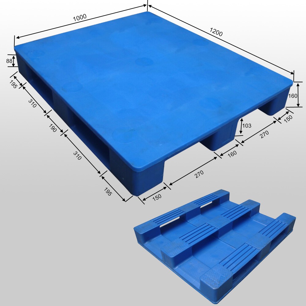 1200*1000*160mm 3 Runners closed deck hygeian plastic pallet