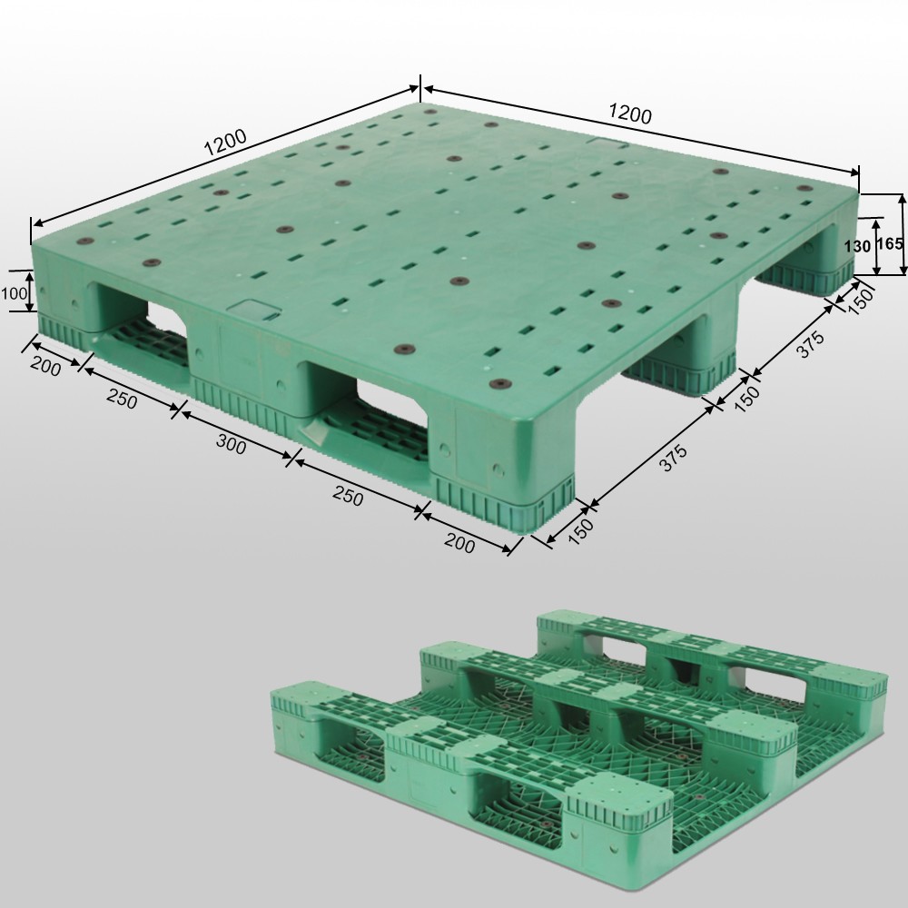 1200x1200 Green Solid Top Plastic Racking Pallets