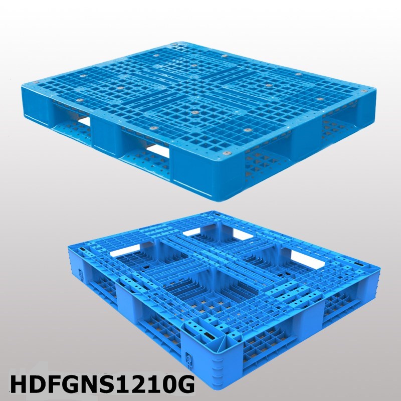 Plastic pallet with 6 runners bottom L1200*W1000*H150 stackable and open deck