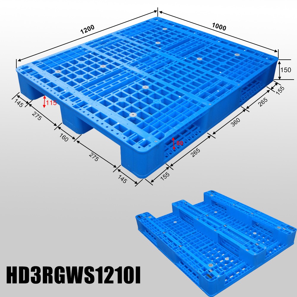 Industry Plastic Pallet with 3 Runners And Open Deck Stackable Storage Bins Bulk