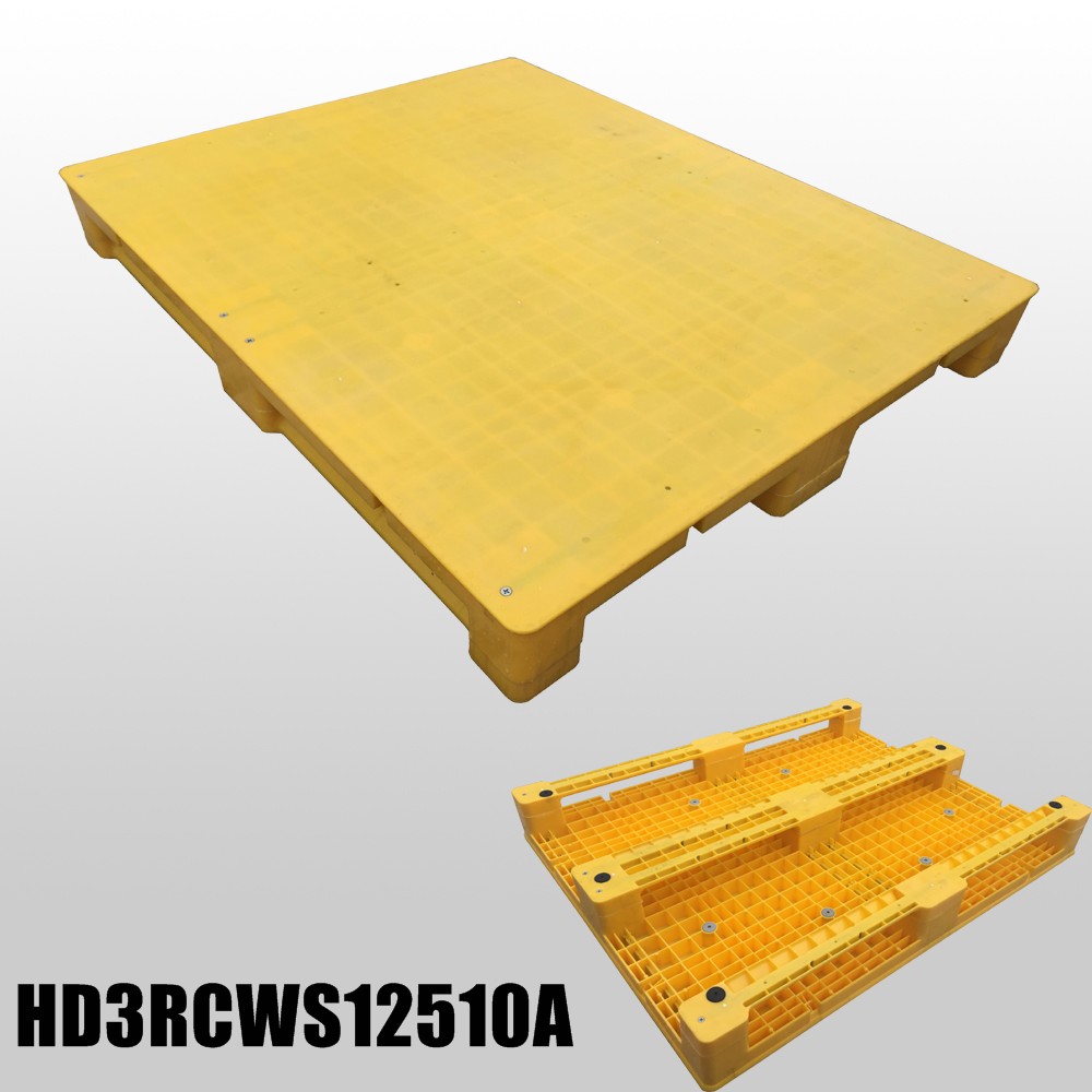 1250*1000 Three Runners Closed Deck Yellow Heavy Duty Plastic Pallet