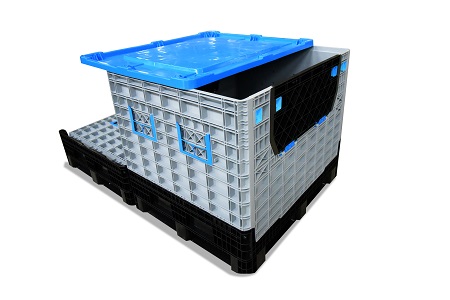 collapsible plastic pallet box with lid