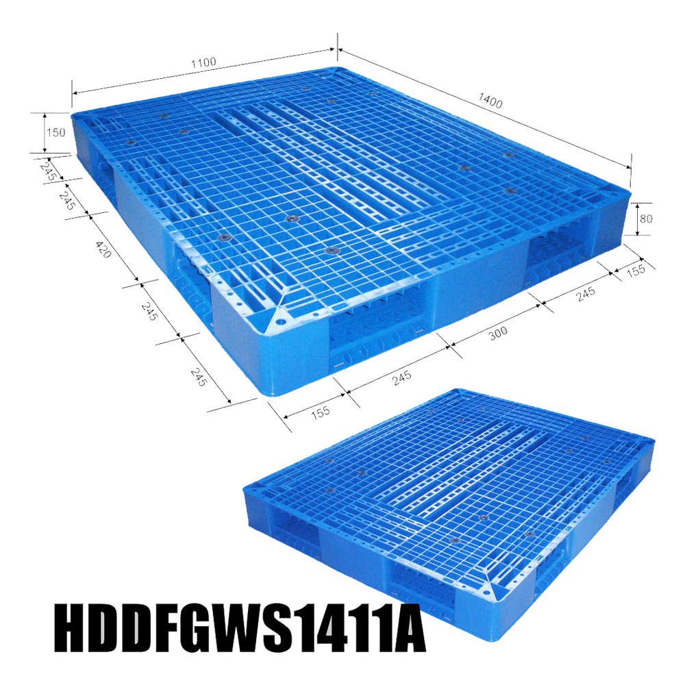 HDDFGWS1411A Blue Heavy Duty Reversible Stackable Plastic Pallets for Warehouse