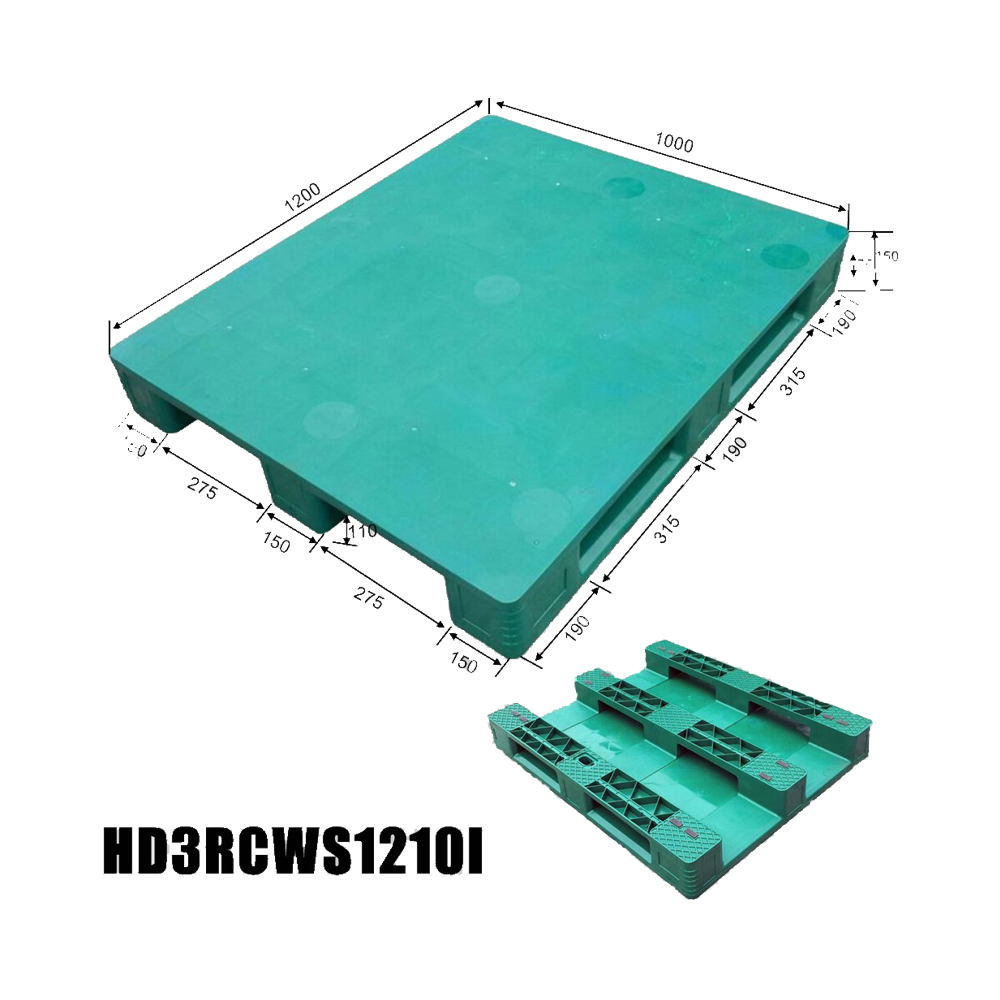 1200*1000 Three Runners Close Deck Customize Recycle Storage Plastic Pallet 