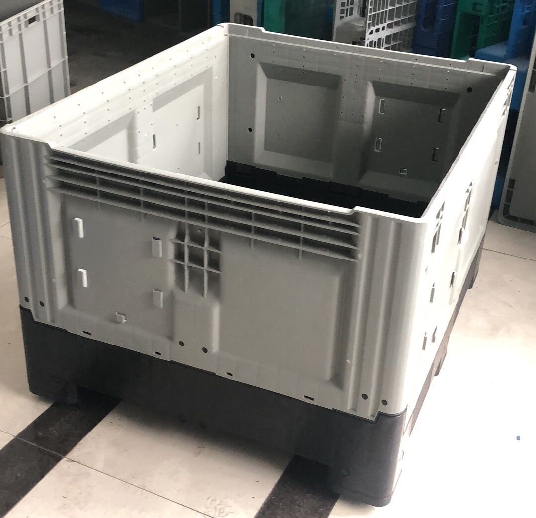 Hygienic Stackable Folding Plastic Pallet Bin with Lid