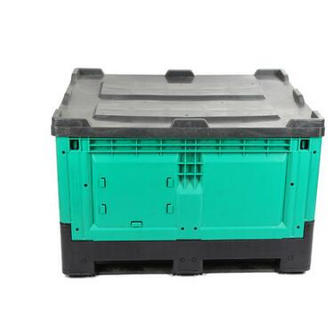 Solid Collapsible Plastic Pallet Bins with Lids and Wheels