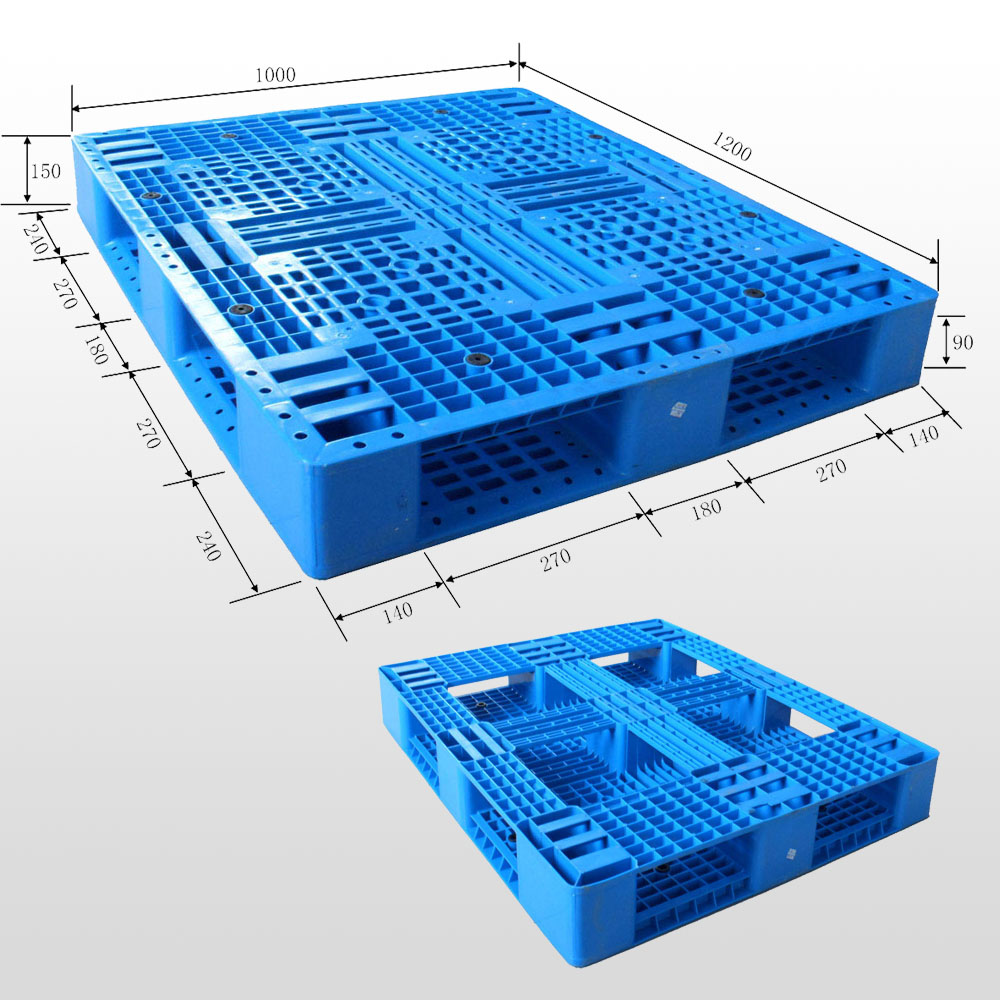 1200*1000*150 mm Stack-able plastic pallet with 6 runners bottom and open deck