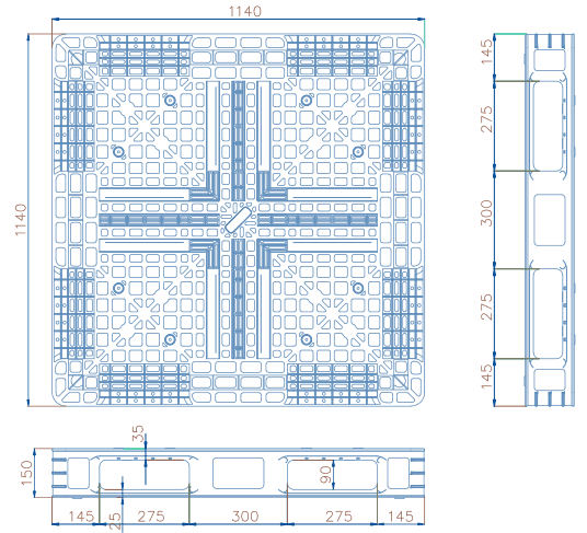 White Square Injection Molded Mesh Stackable Plastic Pallets