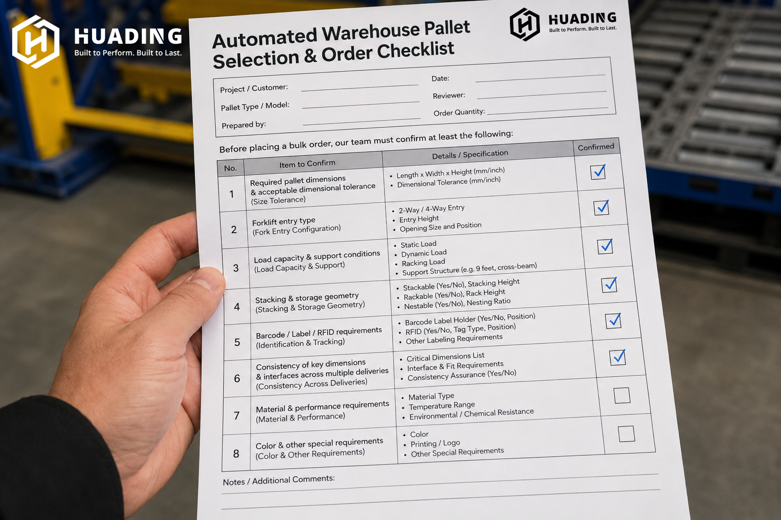 What should change in the pallet selection process for automated warehouse projects