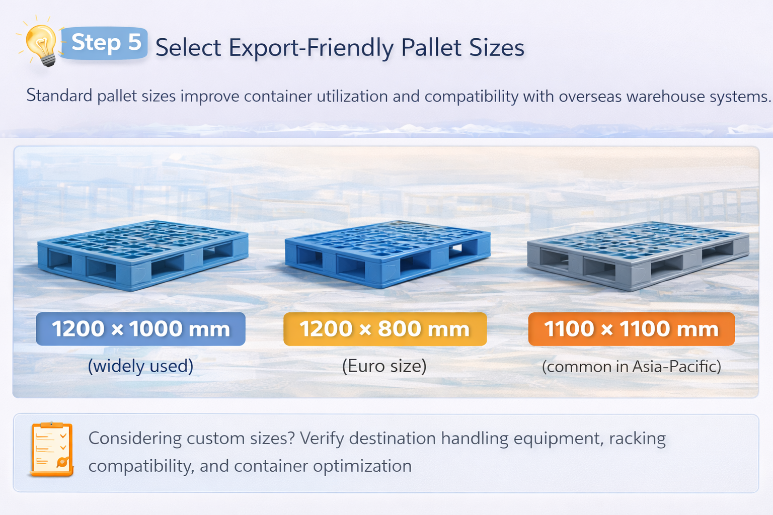 Select Export-Friendly Pallet Sizes