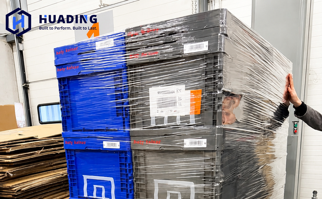 Foldable container structural stability locking panels and RFID tracking for retail logistics