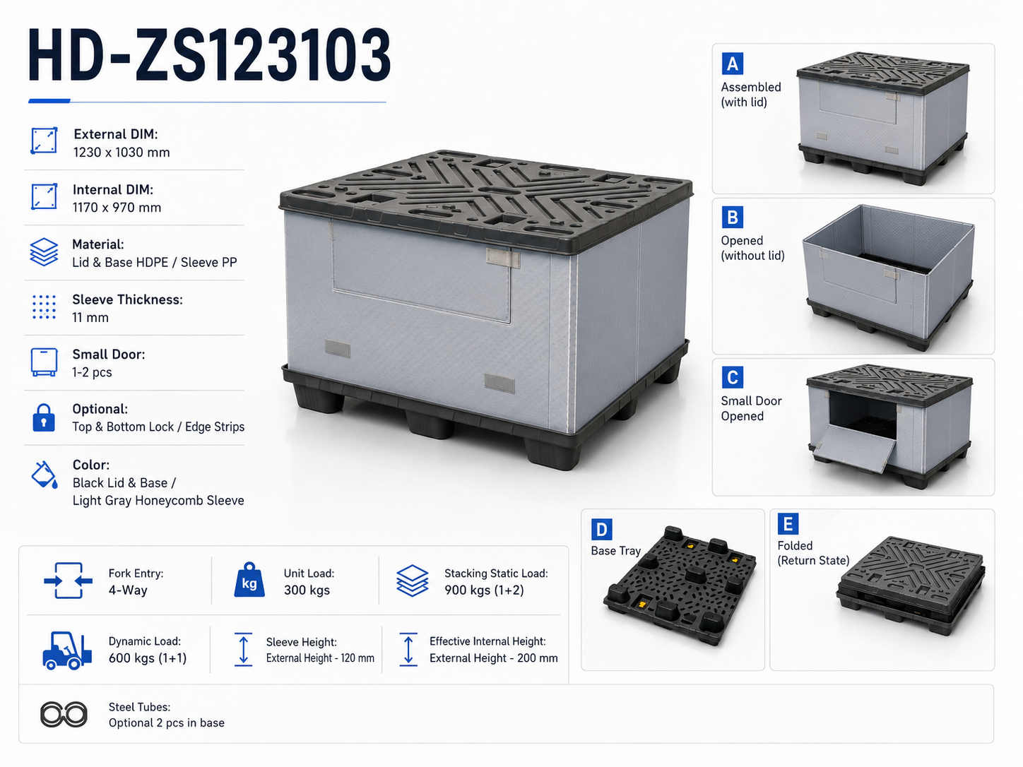 1230x1030 Injection-Moulded 3-Runner Sleeve Pack Container