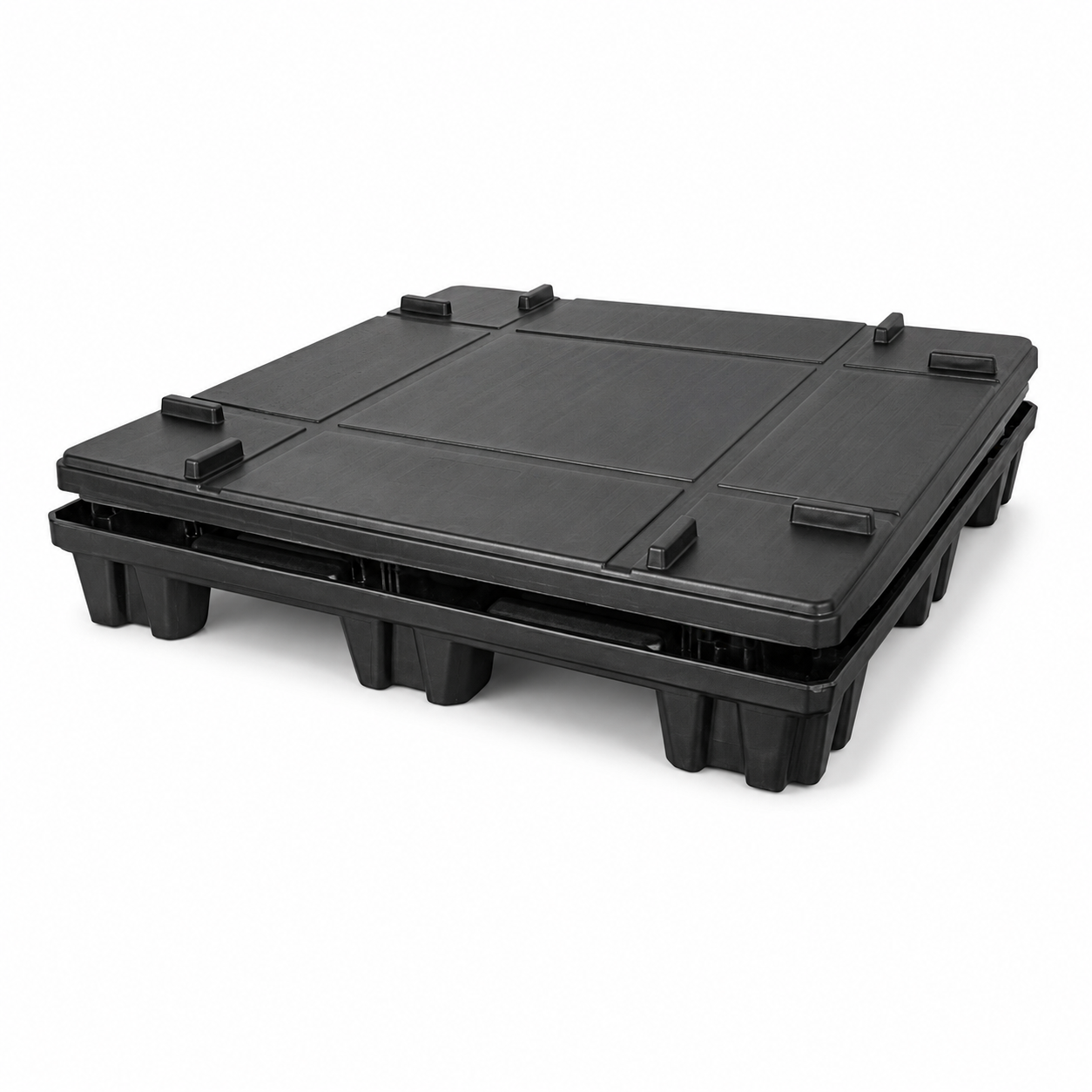 1100x1100 Twin-Sheet Plastic Sleeve Pack Container - Hump safety stop type