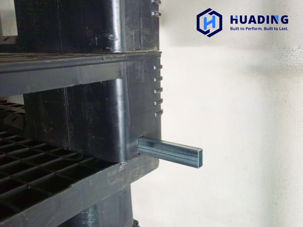 What the customer reported - steel reinforcement tubes came loose from 1311 reinforced plastic pallets during handling