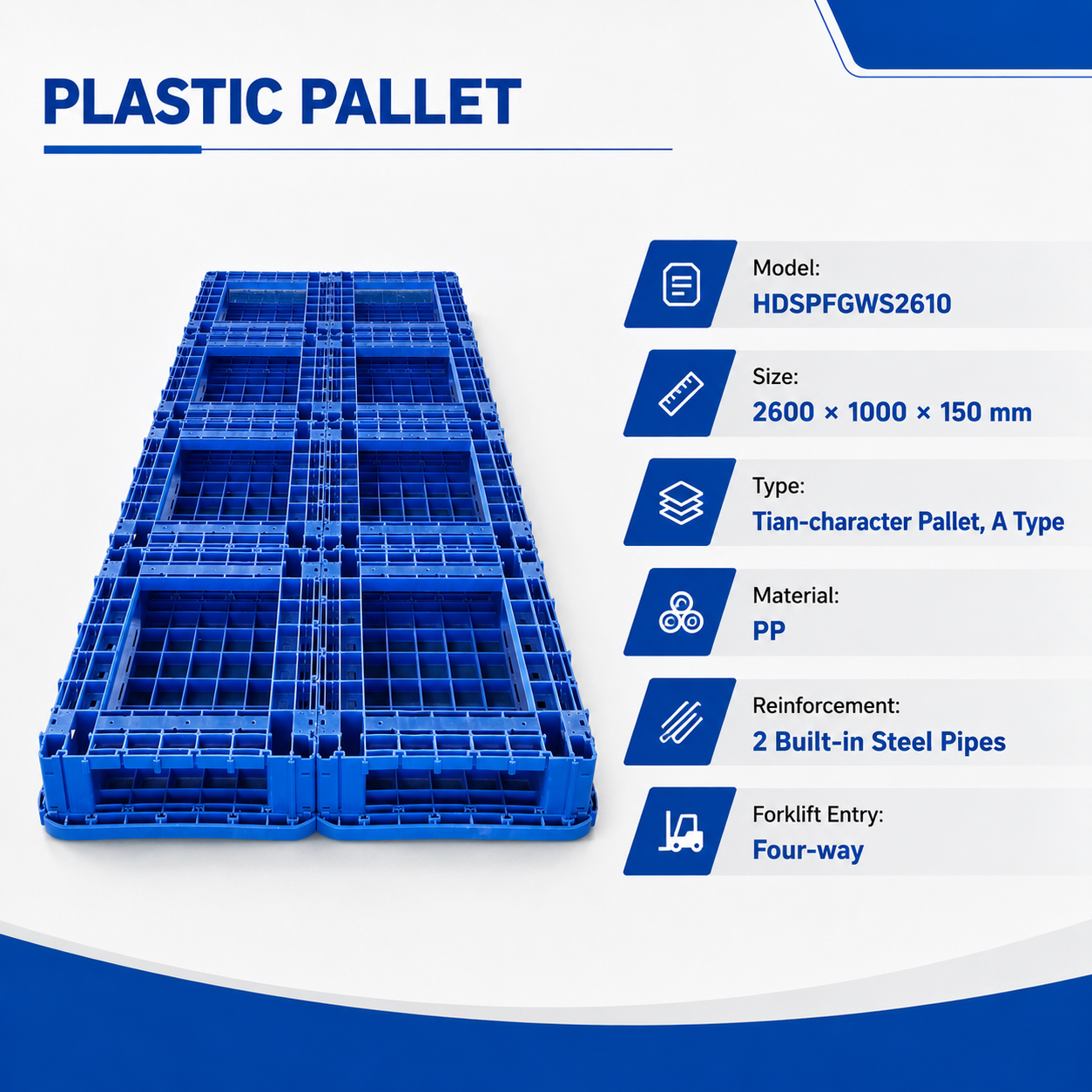 2600x1000x150 mm Modular Plastic Pallet