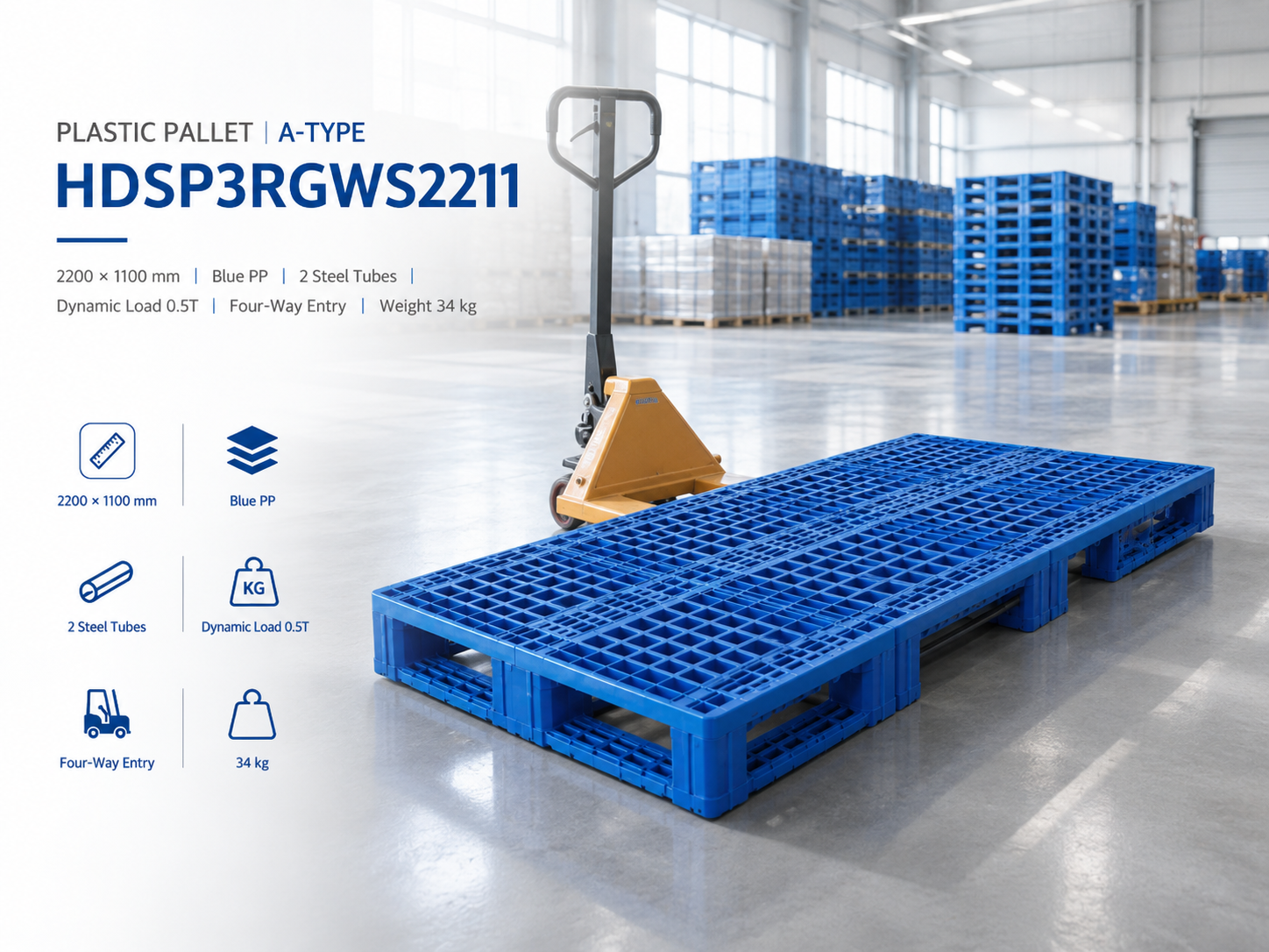 2200x1100x150 mm Modular Plastic Pallet