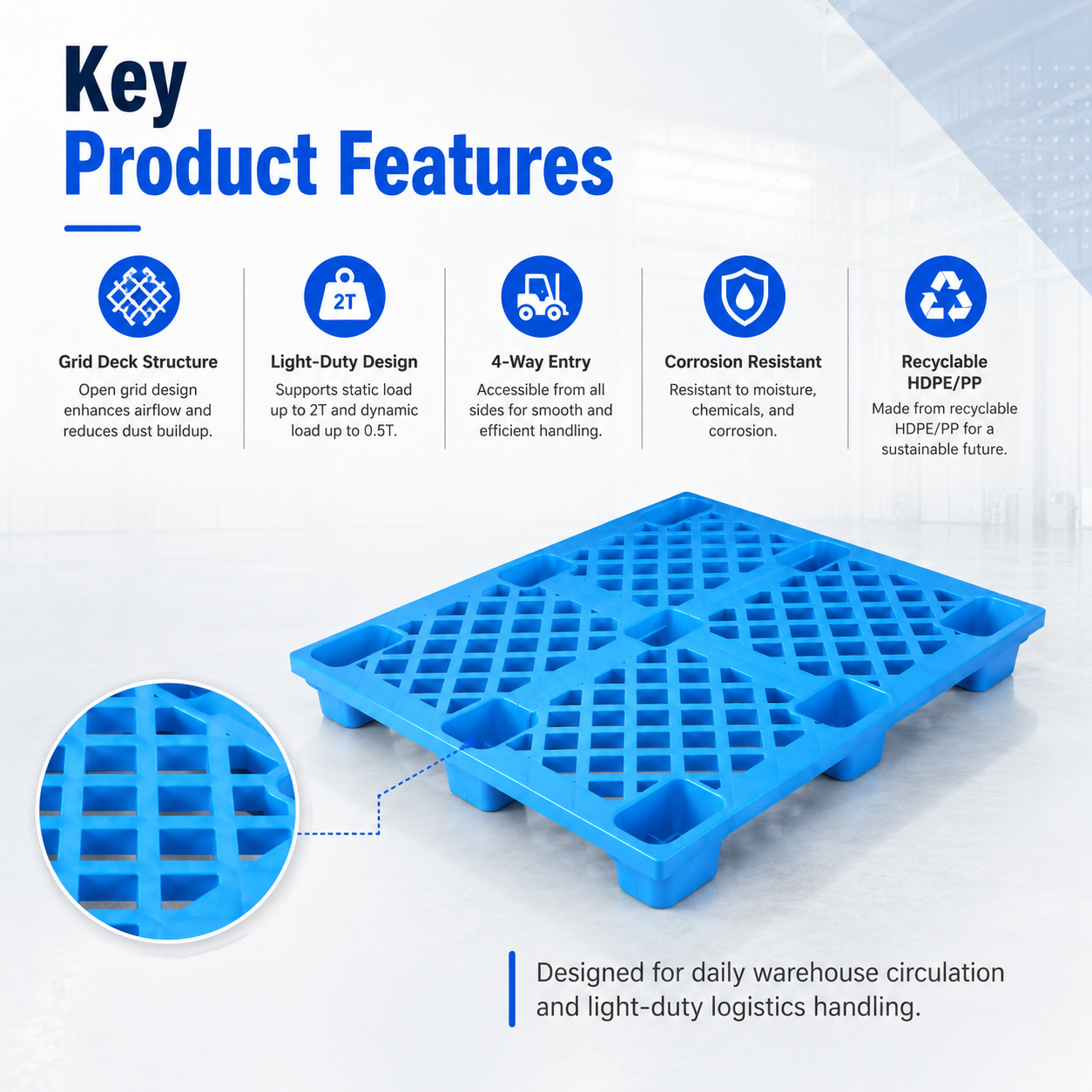 1200x1000x140 mm Nestable Plastic Pallet