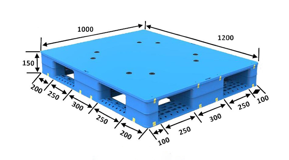 1200 x 1000 Colored Stackable FDA Approved Hygienic Plastic Pallets