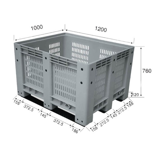 Vented Fruits Bulk Storage Plastic Pallet Tote Bin
