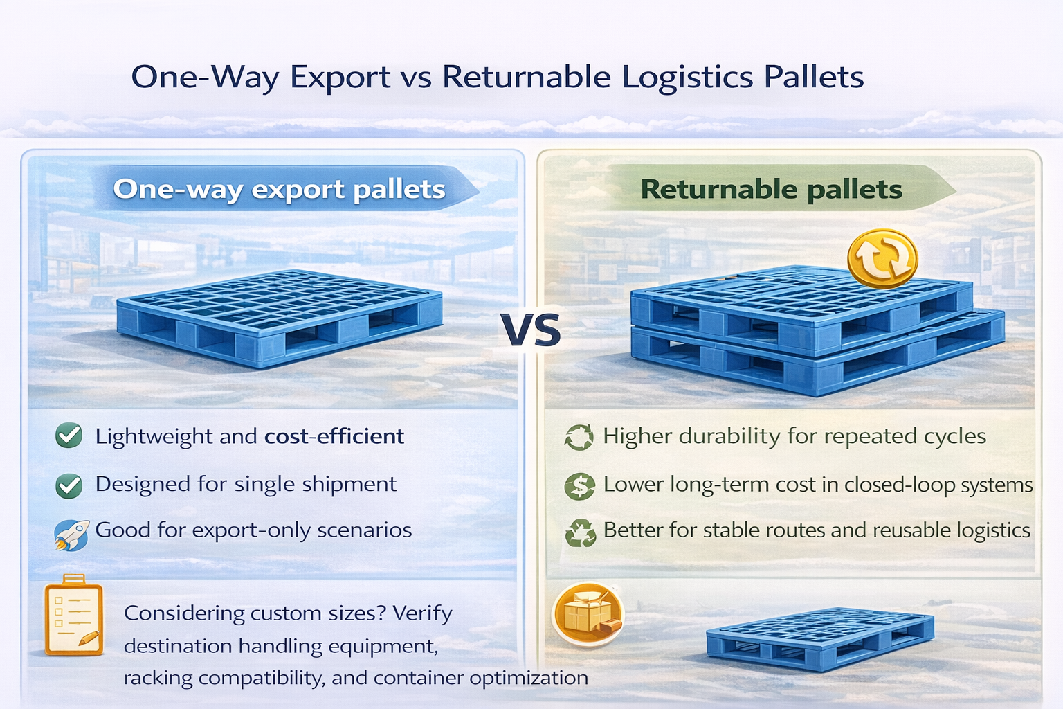 One-Way Export vs Returnable Logistics Pallets