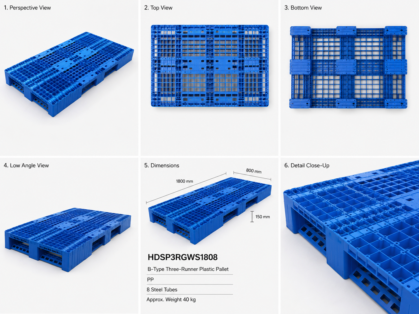 1800x800x150 mm Modular Plastic Pallet