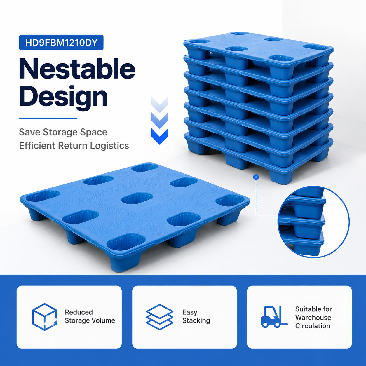 1200x1000x140 mm Blow Molded Plastic Pallet