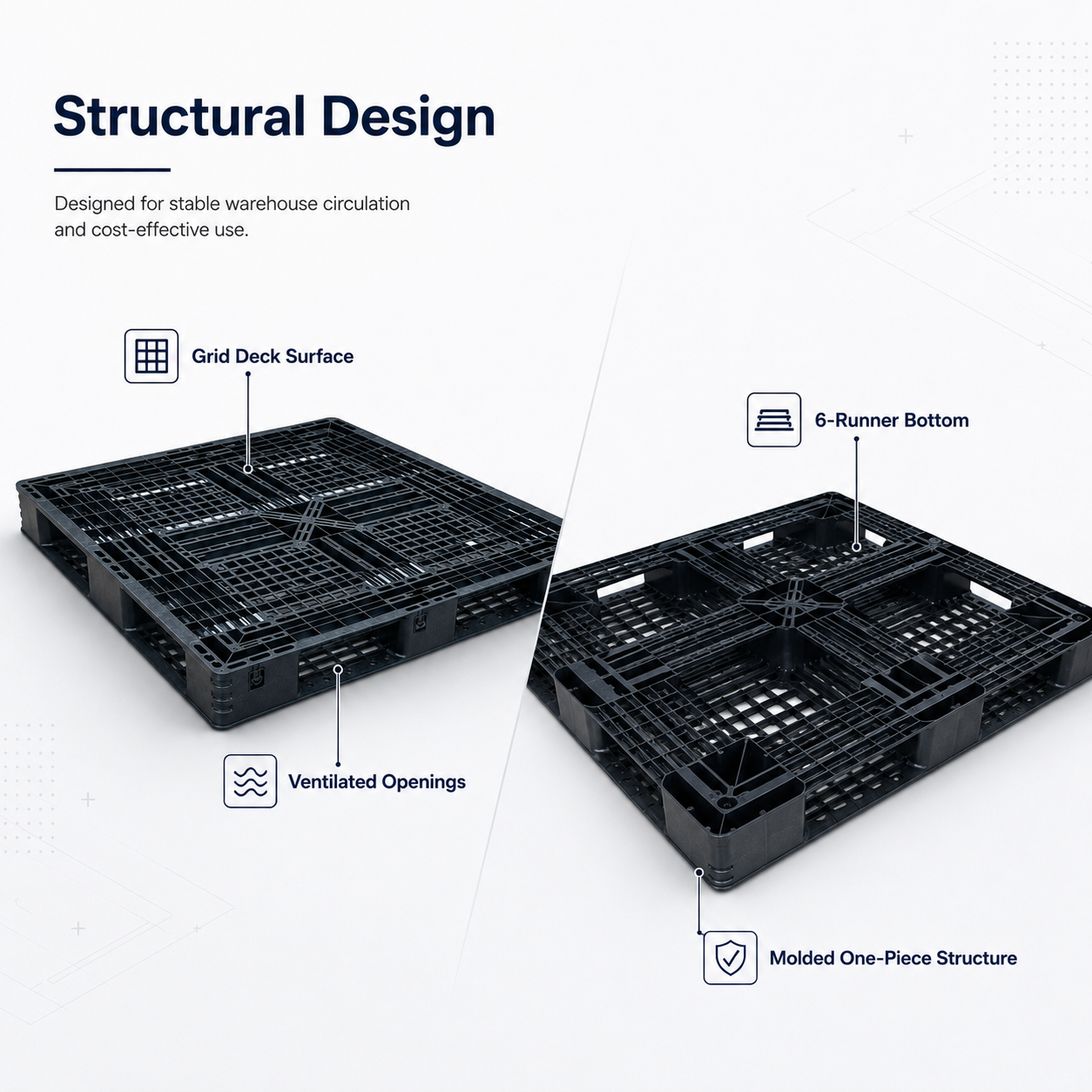 1100x1100x120 mm Full Perimeter Solid Top Plastic Pallet
