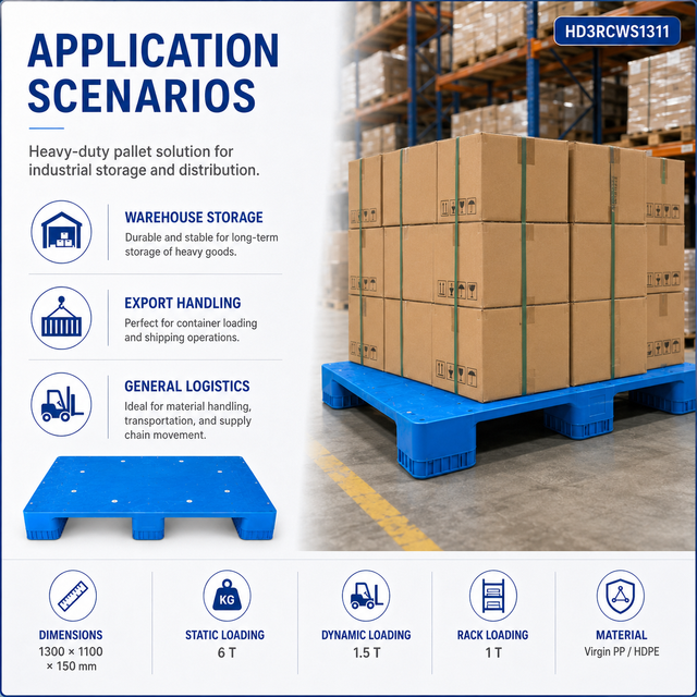 HD3RCWS1311 Three-Runner Solid Top Plastic Pallet