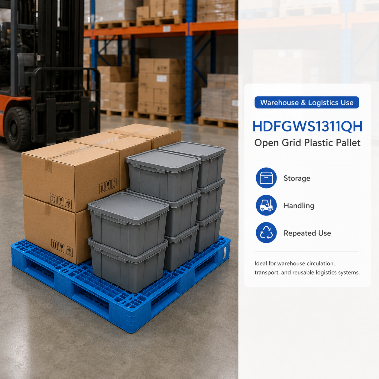 1200x1200x150 mm Full Perimeter Open Deck Plastic Pallet