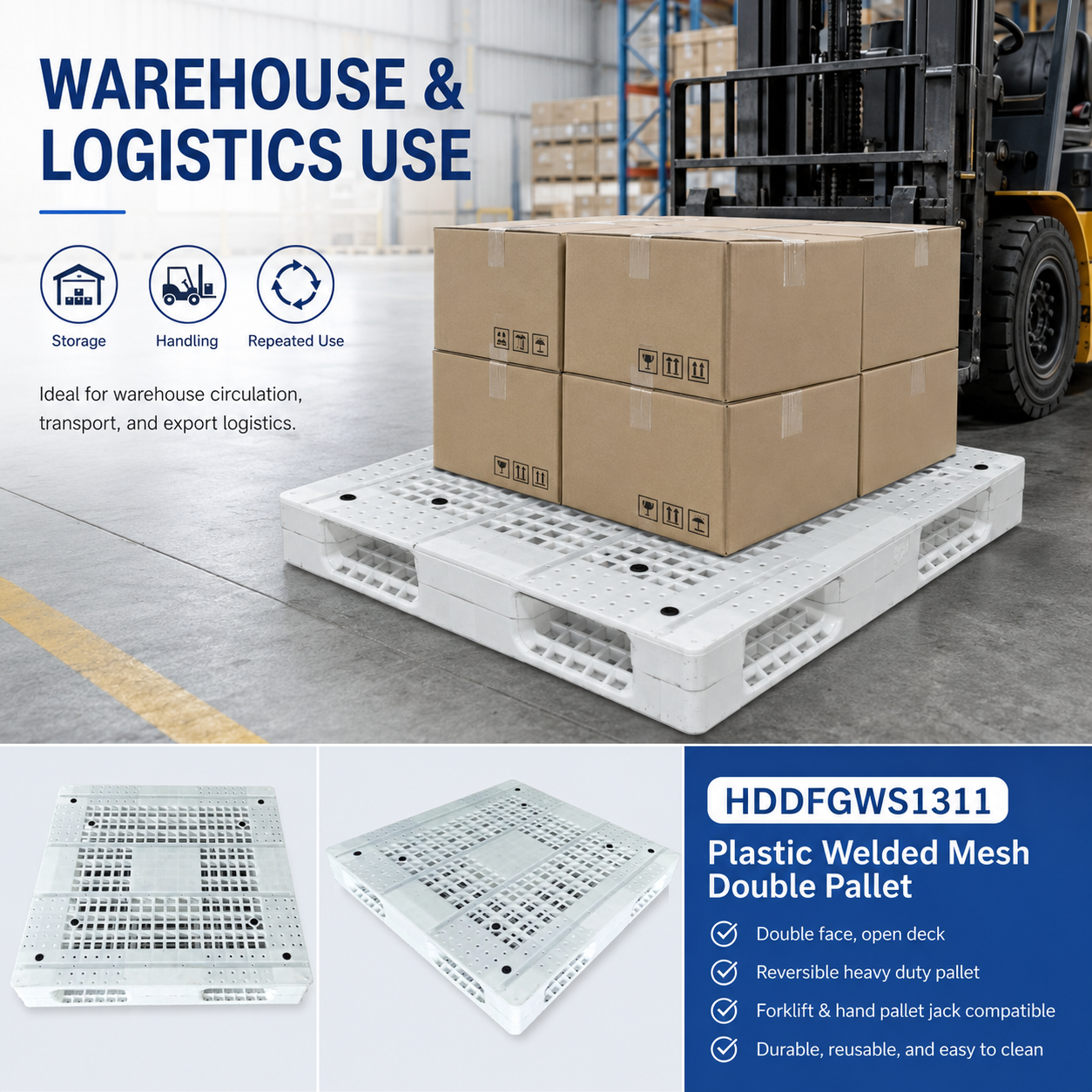 1200x1200x150 mm Double-Face Open Deck Plastic Pallet