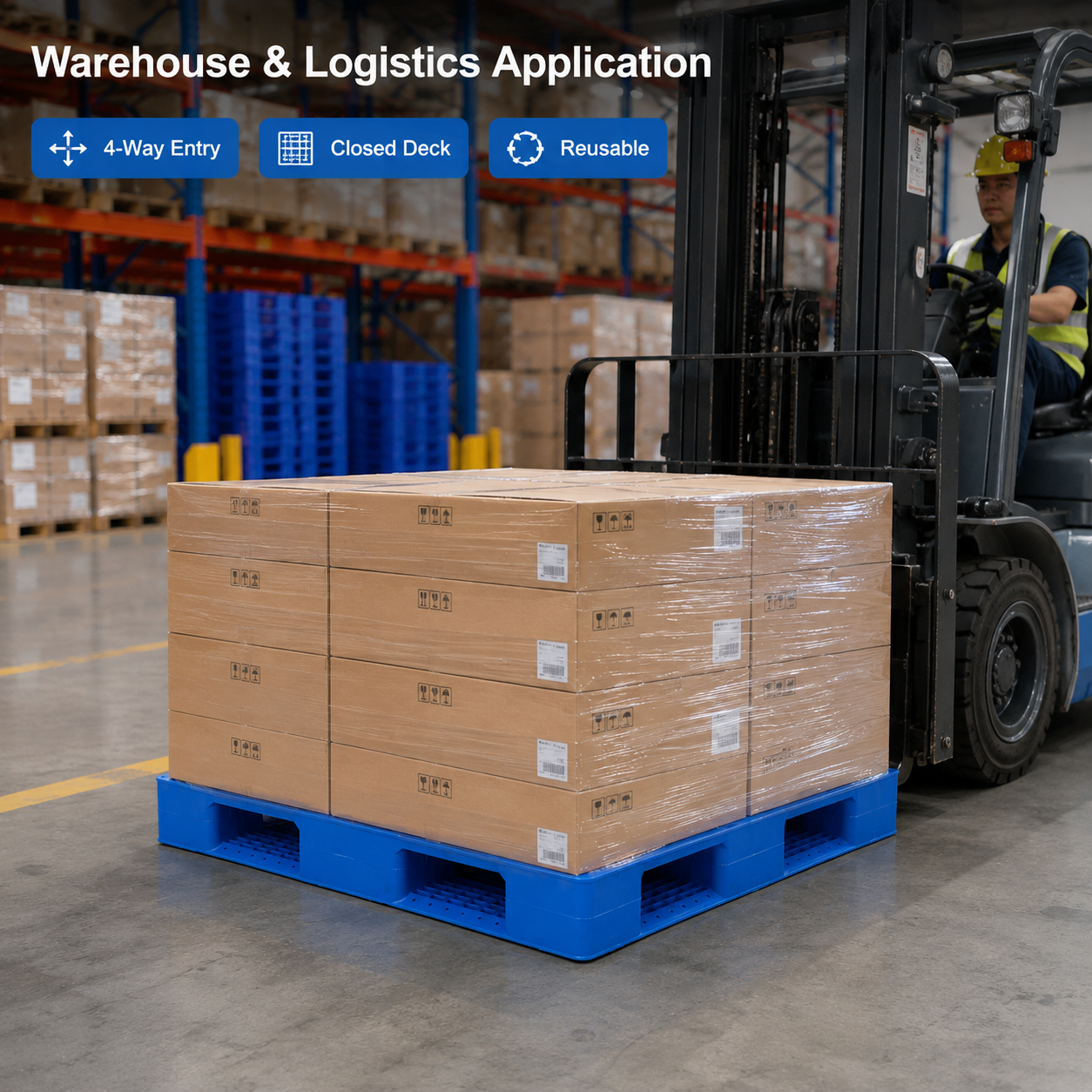1200x1200x150 mm Full Perimeter Solid Top Plastic Pallet
