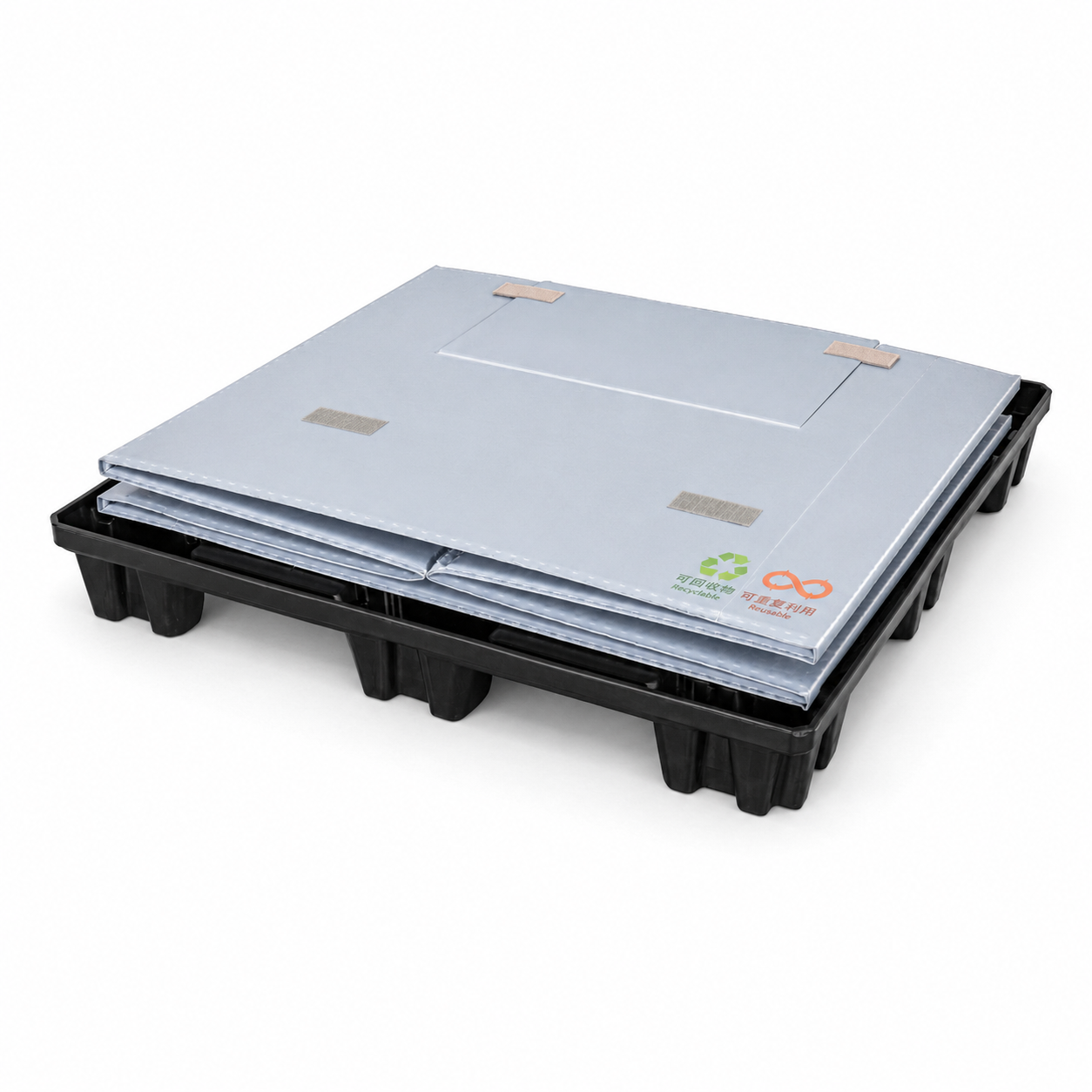 1100x1100 Twin-Sheet Plastic Sleeve Pack Container - Hump safety stop type