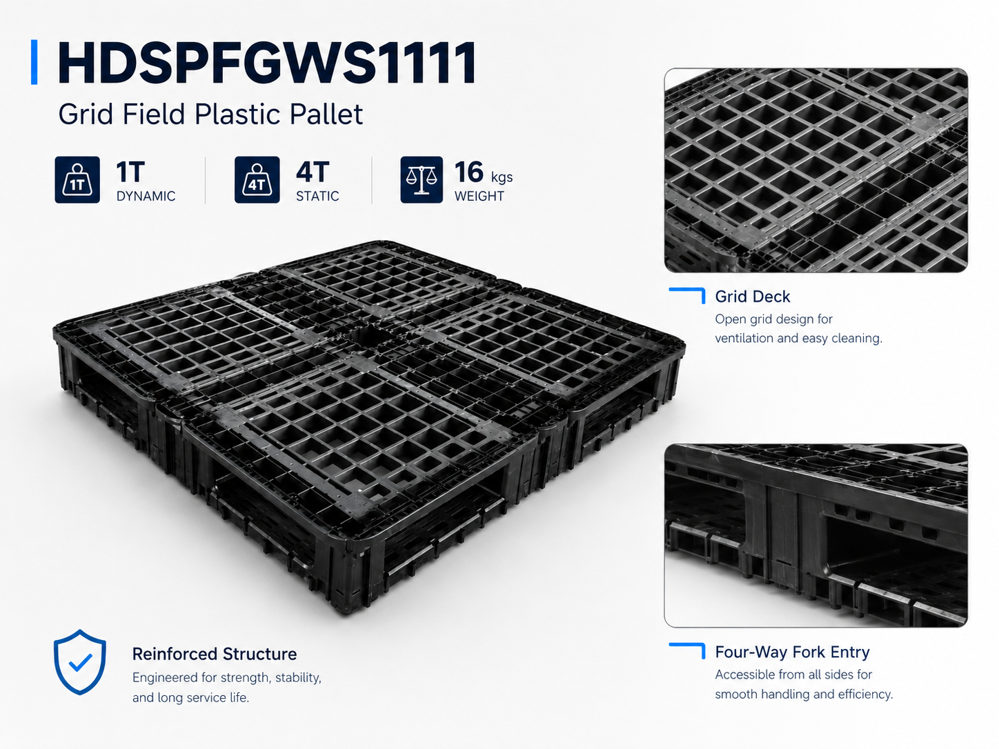 1100x1100x150 mm Modular Plastic Pallet