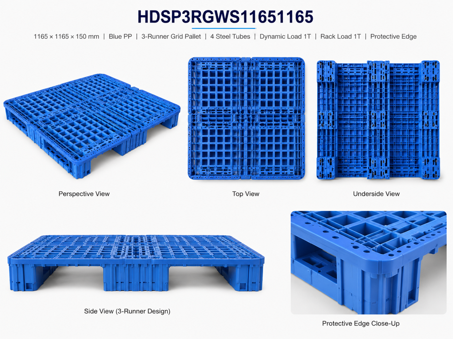 1165x1165x150 mm Modular Plastic Pallet