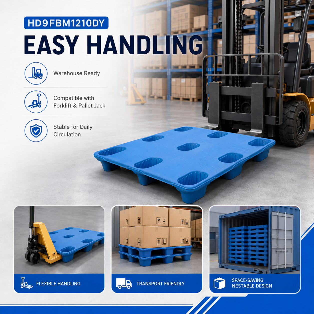 1200x1000x140 mm Blow Molded Plastic Pallet