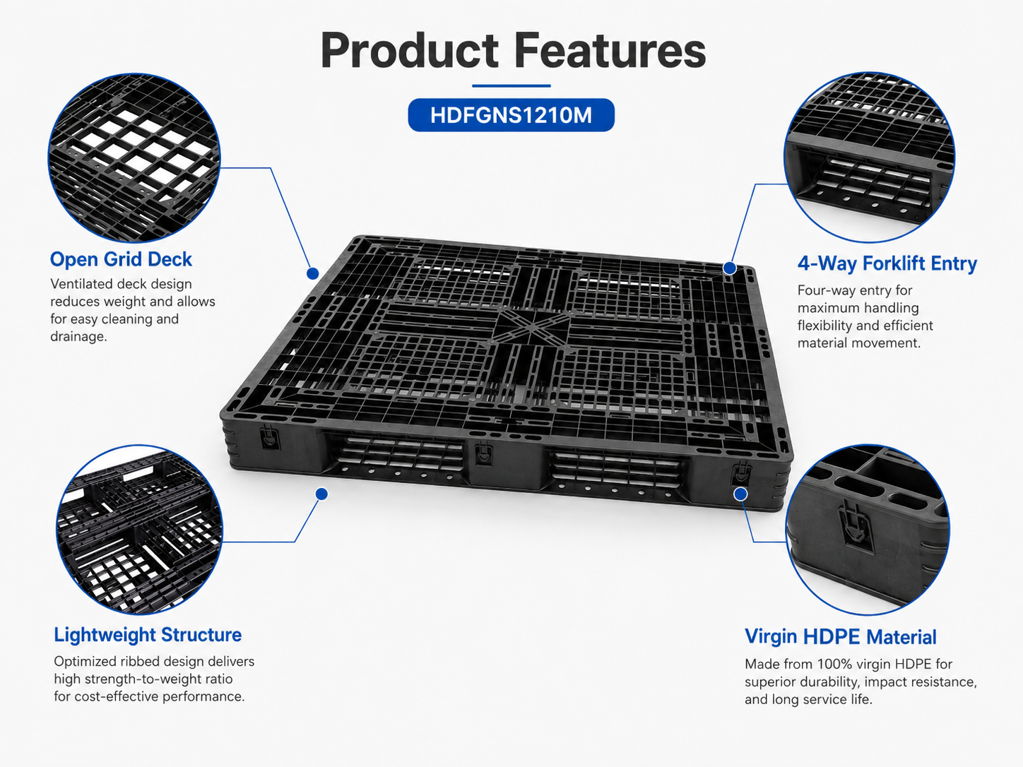 1200x1000x120 mm Full Perimeter Open Deck Plastic Pallet