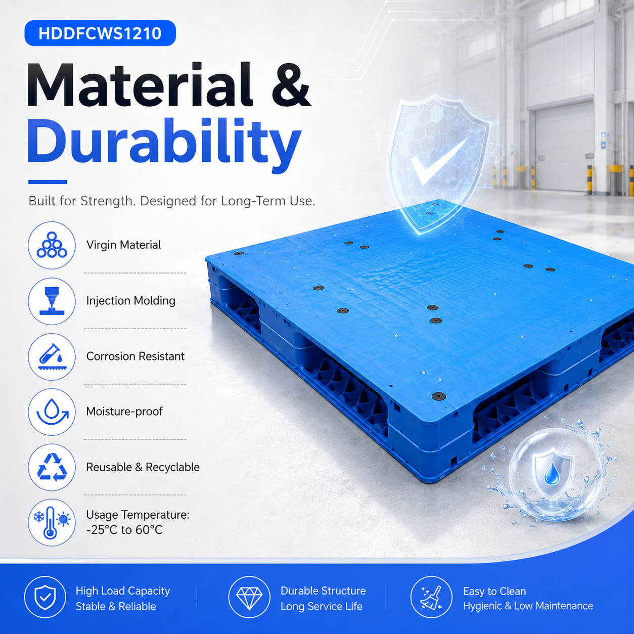 1200x1000x150 mm Double-Face Solid Top Plastic Pallet