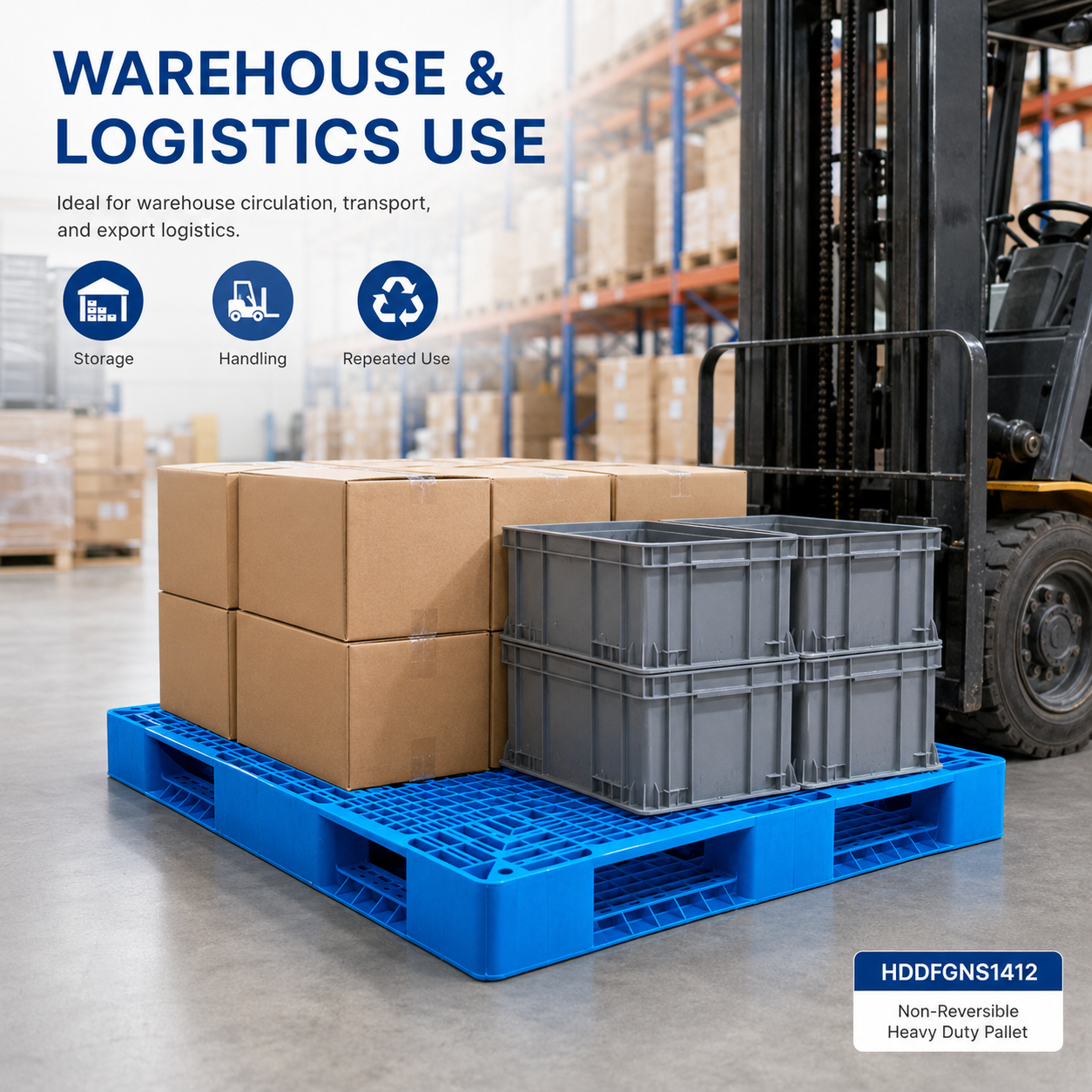 1400x1200x150 mm Double-Face Open Deck Plastic Pallet
