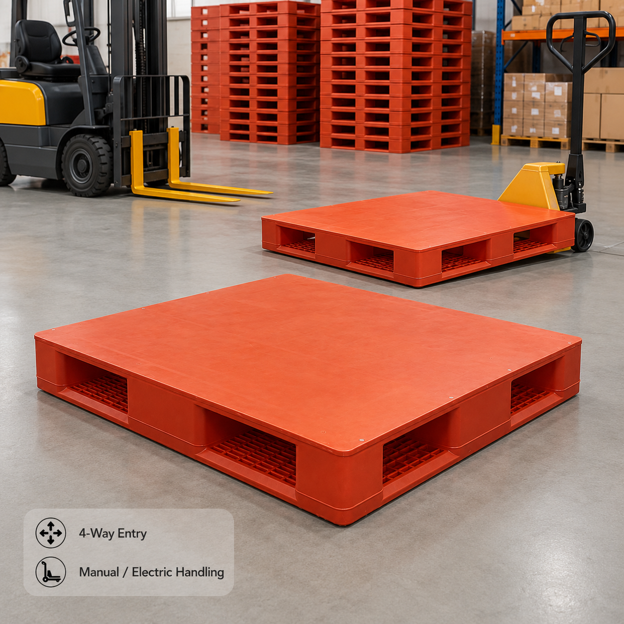 1200x1100x168 mm Double-Face Solid Top Plastic Pallet