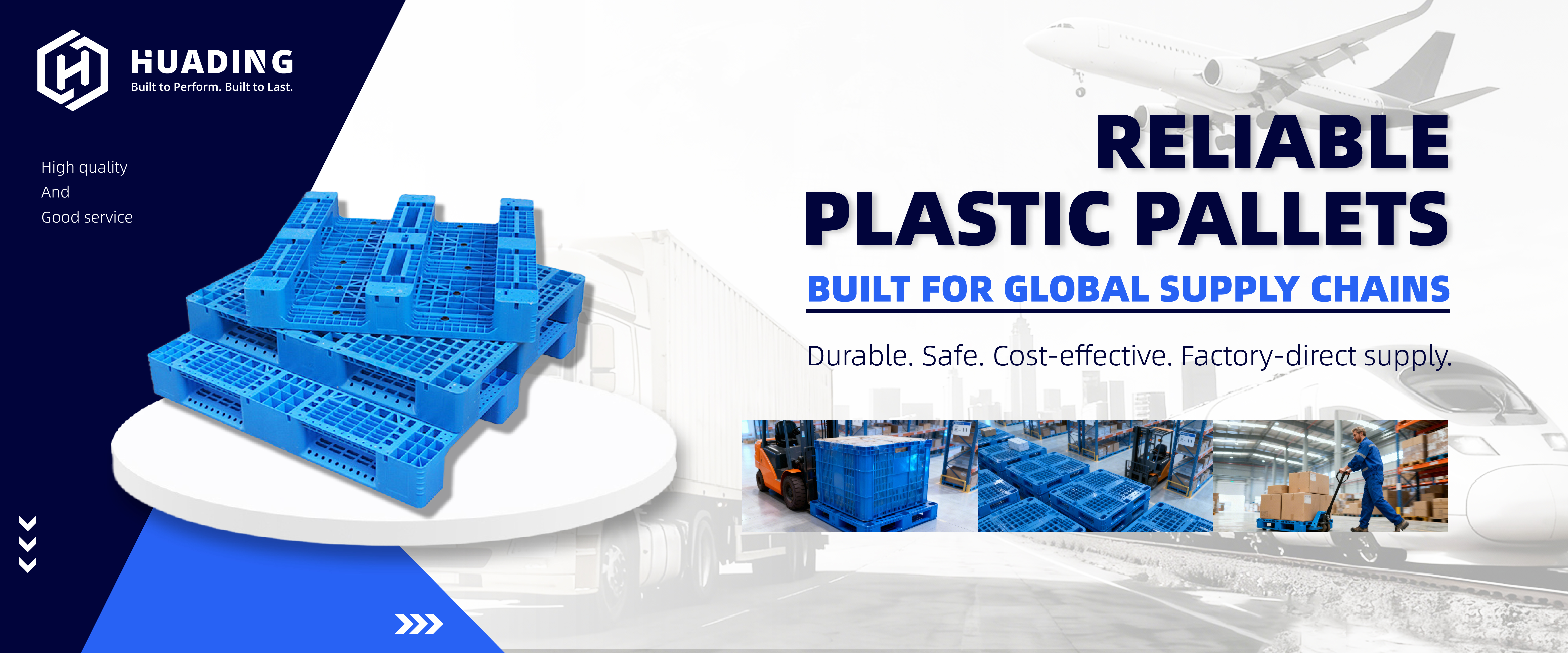 Huading hygienic plastic pallets for food packaging and GS1 supply chain logistics