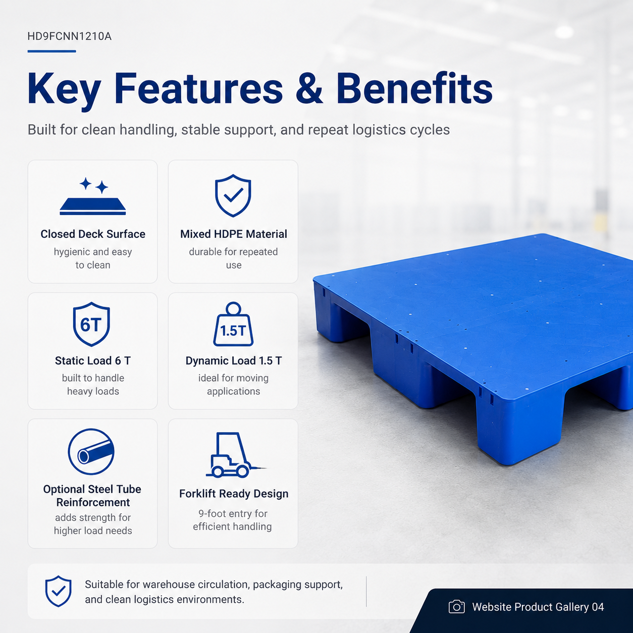 1200x1000x140 mm Nestable Plastic Pallet