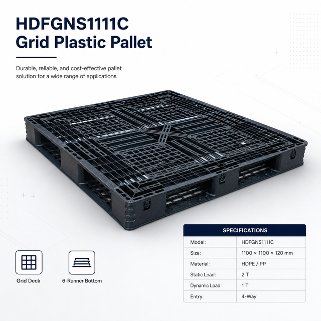 1100x1100x120 mm Full Perimeter Solid Top Plastic Pallet