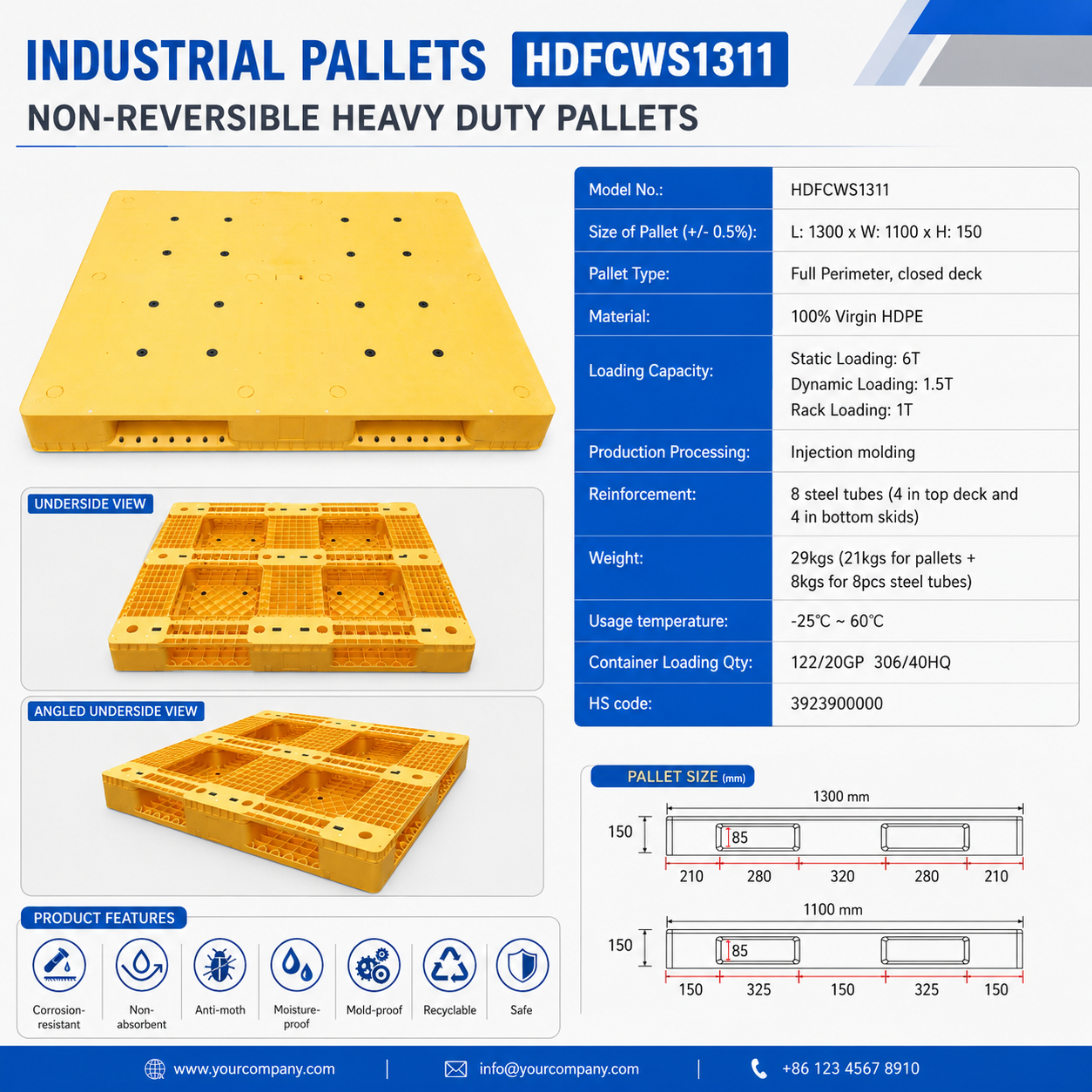 HDFCWS1311 Full Perimeter Solid Top Plastic Pallet