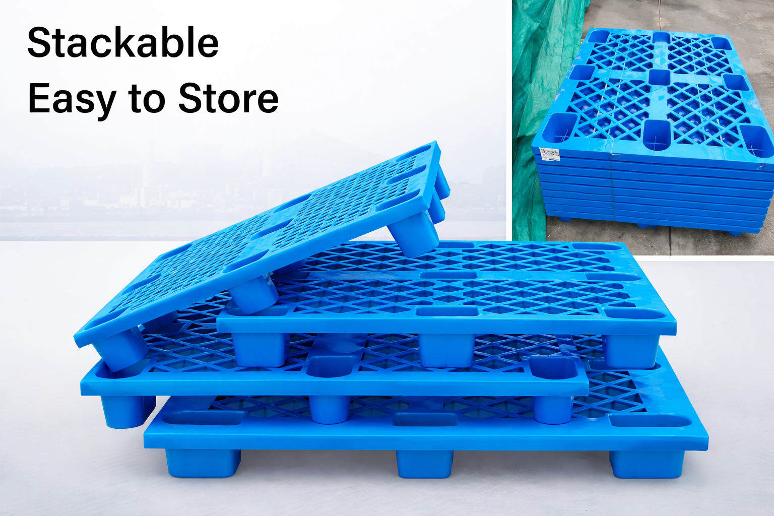 Nesting plastic pallets in practical applications
