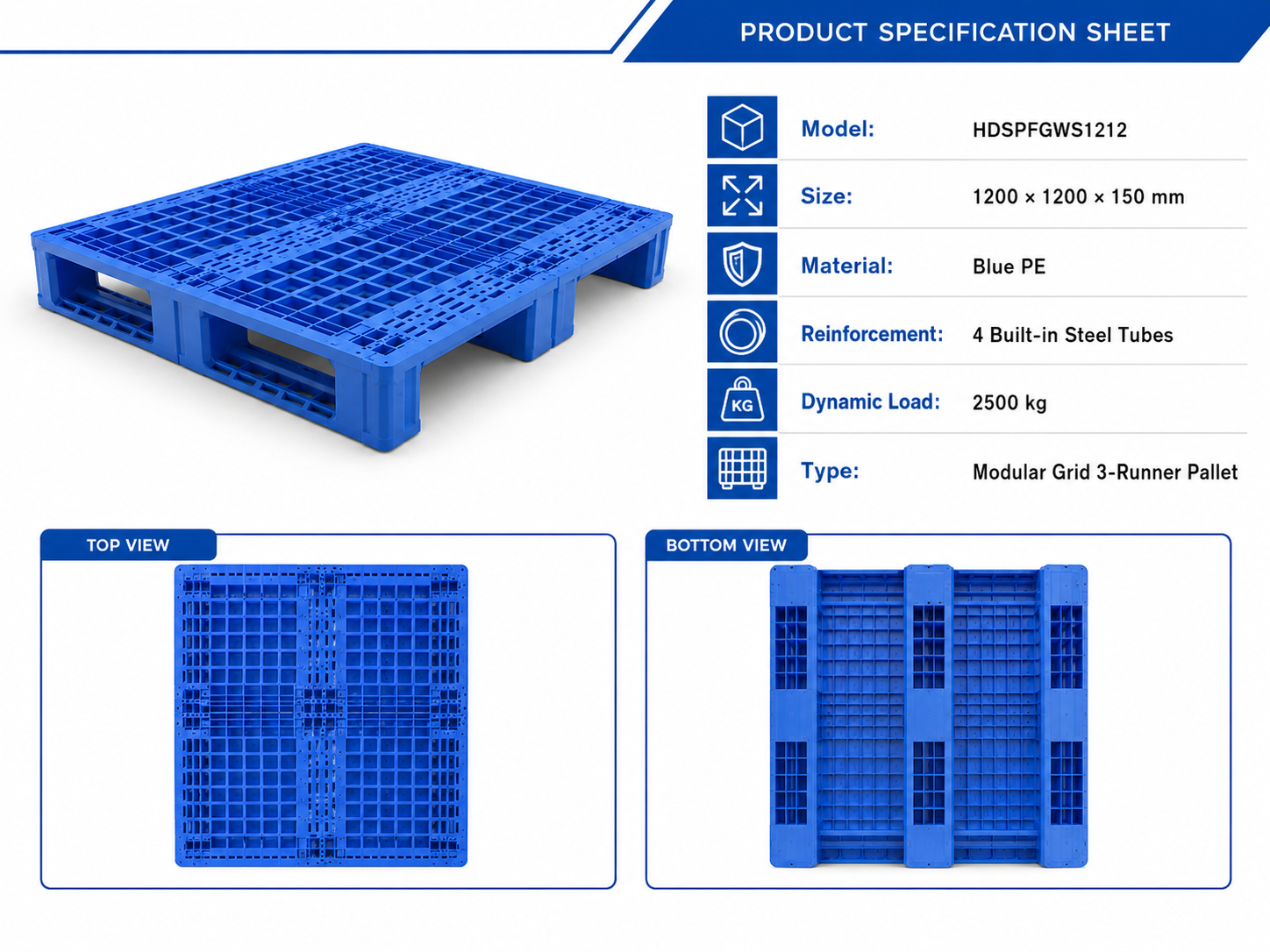 2200x1200x150 mm Modular Plastic Pallet