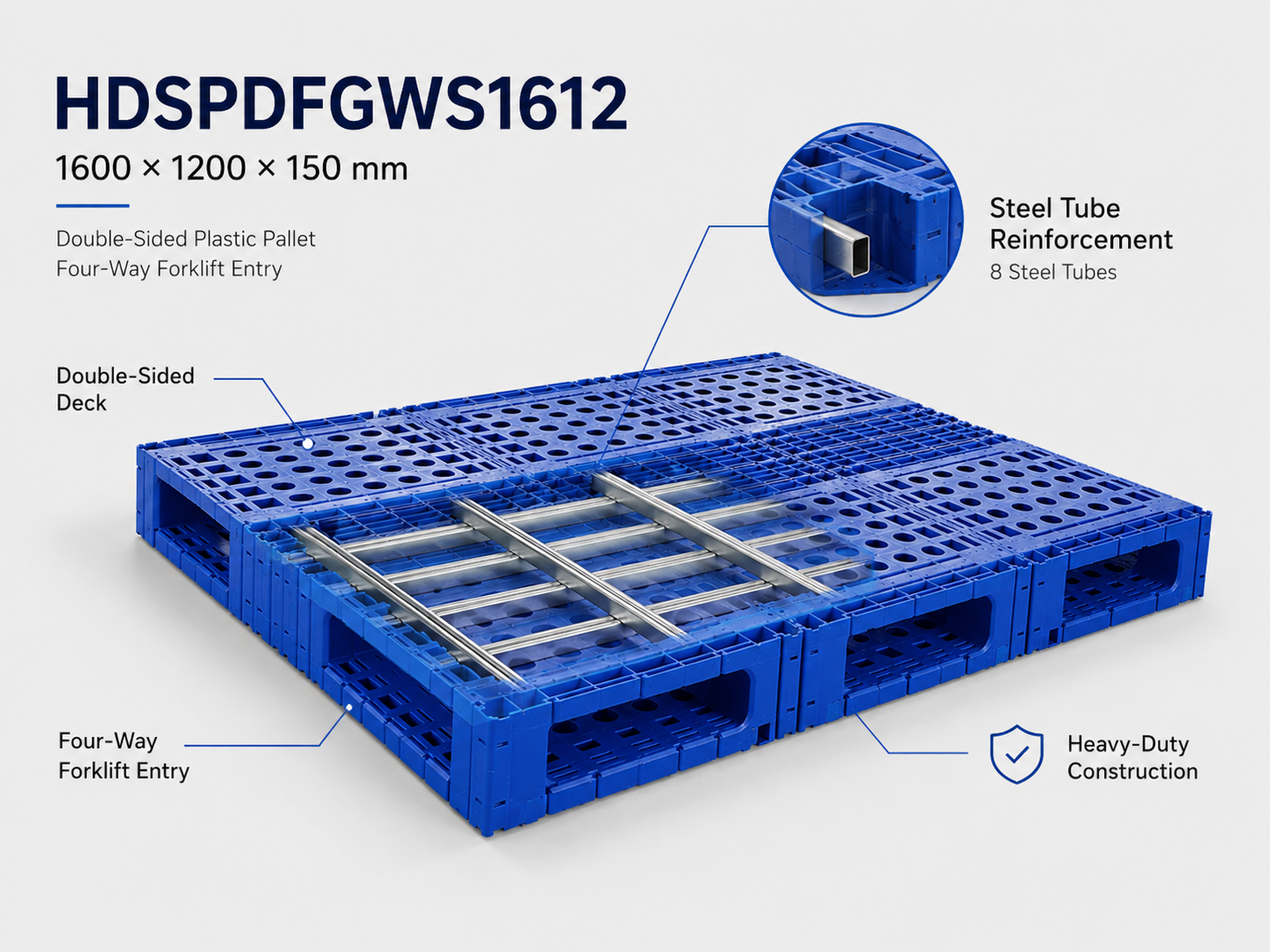 1600x1200x150 mm Modular Plastic Pallet