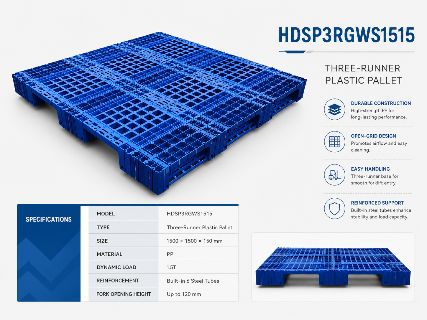 1500x1500x150 mm Modular Plastic Pallet